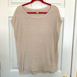 Barefoot Dreams CozyChic Ultra Lite Cream/Tan Sleeveless Sweater Top Sz L